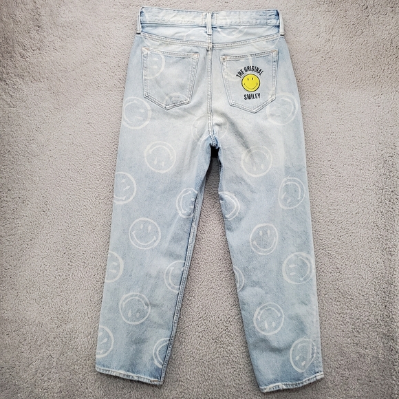 H&M x Smiley Relaxed Fit Jeans Womens Size 29 Light Wash - Picture 7 of 11
